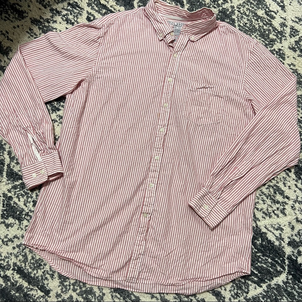 XL old navy casual button down stripes pale pink
